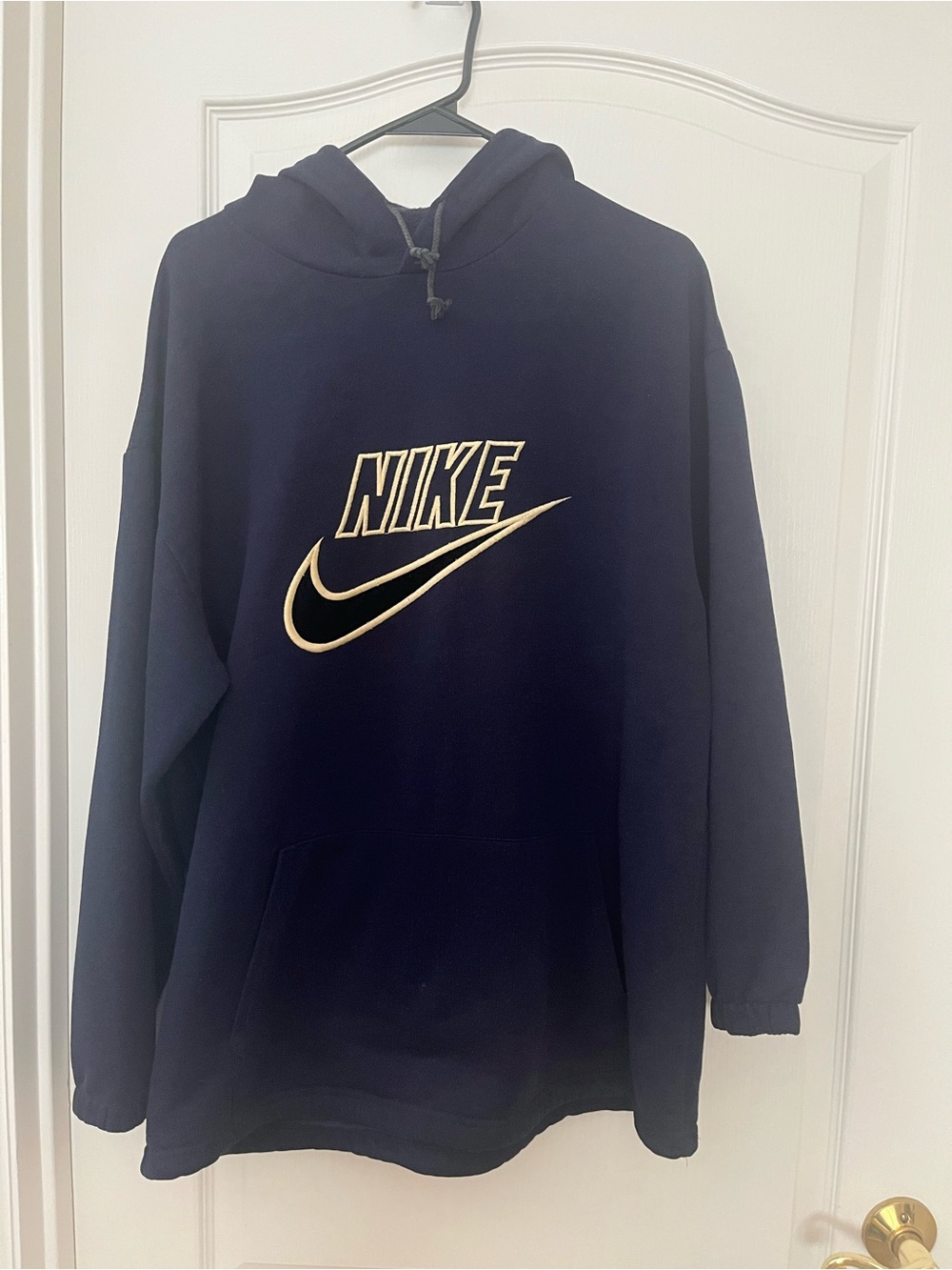 Nike Navy Crewneck Hoodie with Cream Swoosh Logo